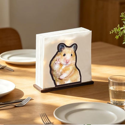 Cute Wooden Napkin Holder Hamster Design Farmhouse Animal Wood Napkin Holder - Image 2