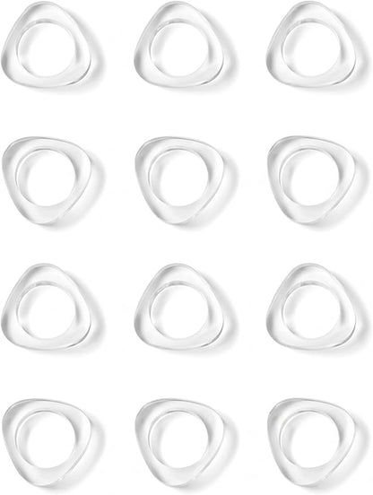 ALPHA Living HOME Clear Acrylic Napkin Rings - Set of 12 Modern Oval Beveled Holders for Cloth Napkins | Elegant Serviette Rings for Dining Table, Wedding, Party & Holiday Décor (Transparent)