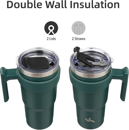 Konokyo 20 oz Tumbler with Handle and Straw, Insulated Travel Mug | Lavender; - Image 3