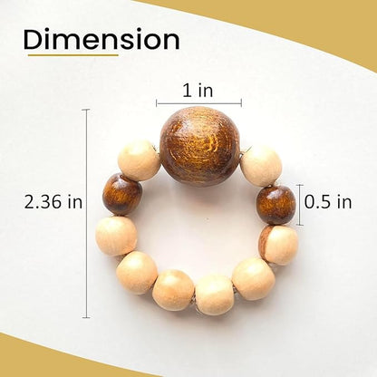 Napkin Rings Set of 6 - Modern Napkin Holder Rings with Wooden Beads | Dinner Napkin Ring for Holiday & Christmas, Birthday Party, & Wedding Decor - Farmhouse Napkin Rings Bulk (Loggi)