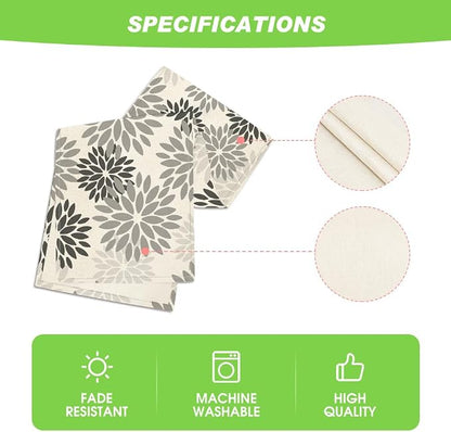 Artoid Mode Grey Floral Pinnata Dahlia Table Runner, Seasonal Kitchen Dining - Image 5