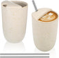 2 Pack Ceramic Coffee Mug with Sip Hole 9.5oz Retro Espresso Cup Travel Mug by Ferrochef