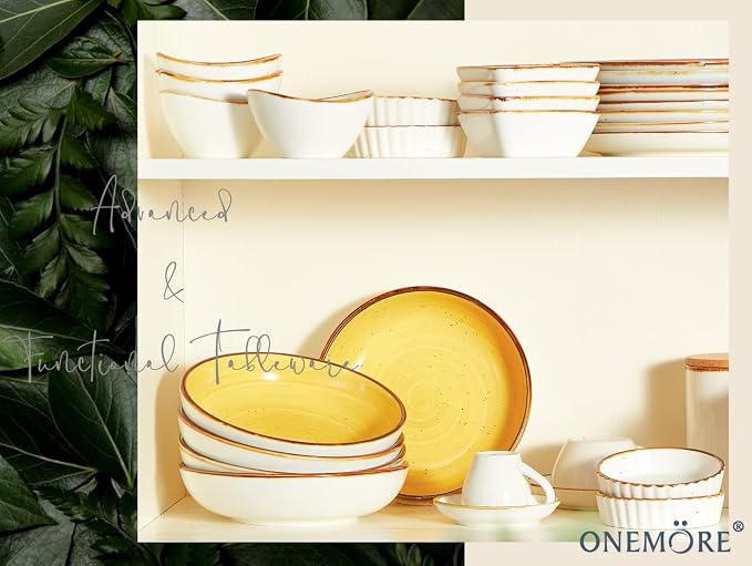 ONEMORE Pasta Bowls 30 Ounce Porcelain Salad Bowls Shallow Bowls - Image 8