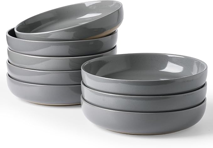famiware Milkyway 33 oz Pasta Bowls Set of 8, Dark Gray | Scratch-Resistant by Famiware