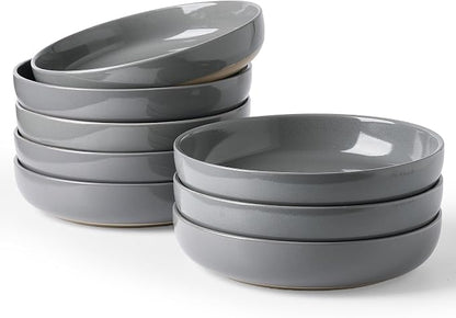 famiware Milkyway 33 oz Pasta Bowls Set of 8, Dark Gray | Scratch-Resistant by Famiware