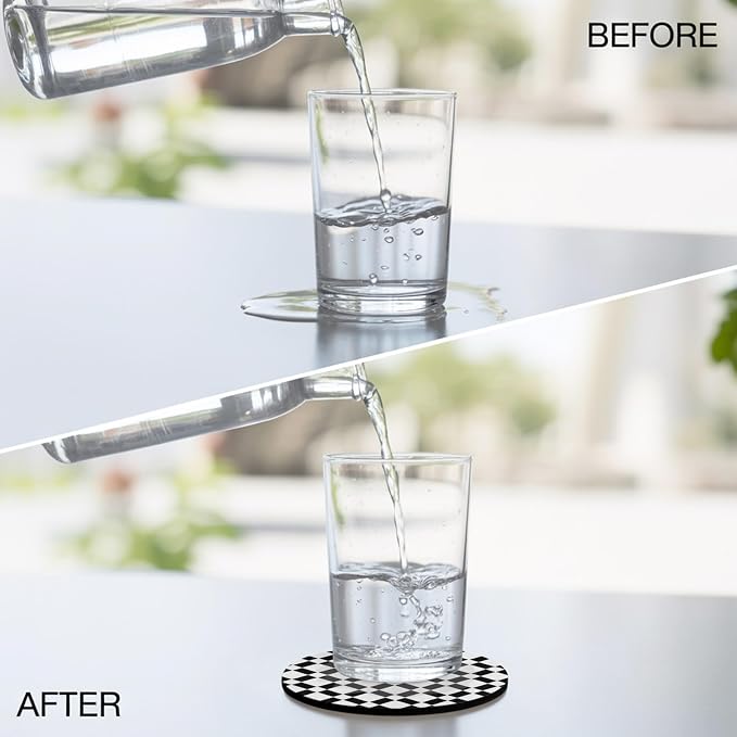 Black White Minimalist Coasters Set of 2, Absorbent Coasters - Image 5