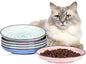Selamica Ceramic Cat Food Bowl, 6 Inch Cat Bowls Whisker Friendly, Shallow Wide Kitten Plates for Food and Water, Set of 6, Gradient Color