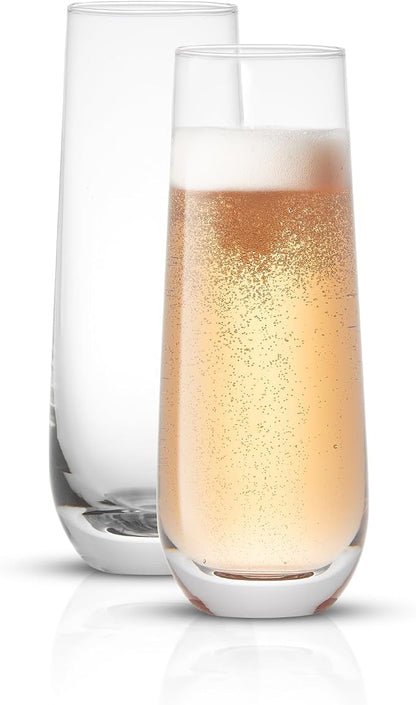 JoyJolt Milo Stemless Champagne Flutes Set of 8 Crystal Glasses. 9.5oz Prosecco - Image 8