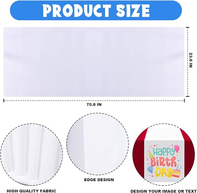2 Pcs White Table Runner, Polyester Sublimation Heat Transfer Blanks Table - Image 2