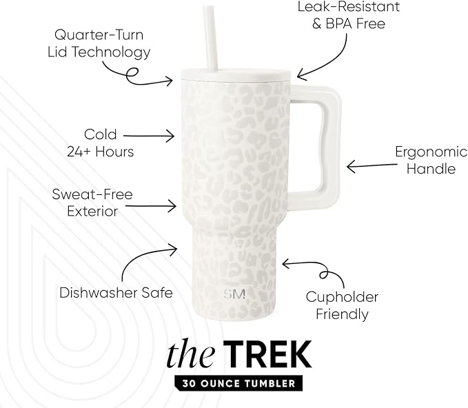 Simple Modern Tumbler with Handle and Straw | 30oz | Leopard | Trek Tumbler - Image 2