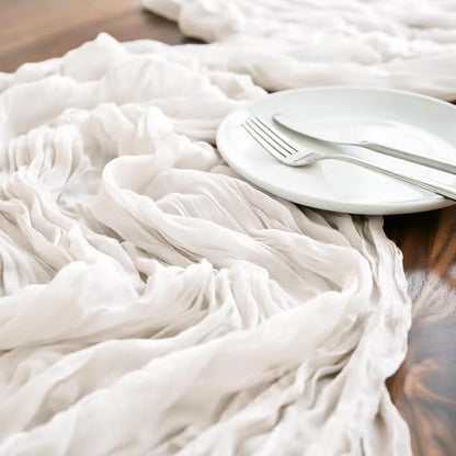 Ivory Cheesecloth Table Runner 120 Inches 10 Ft Gauze Table Runner | Summer - Image 4