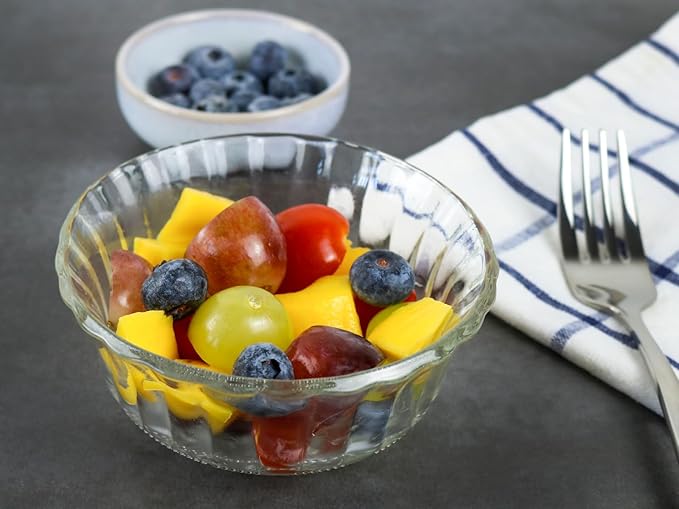HillSpring Small Glass Bowls for Dessert, or Nuts, 4.5" Textured Bowls Set for - Image 3
