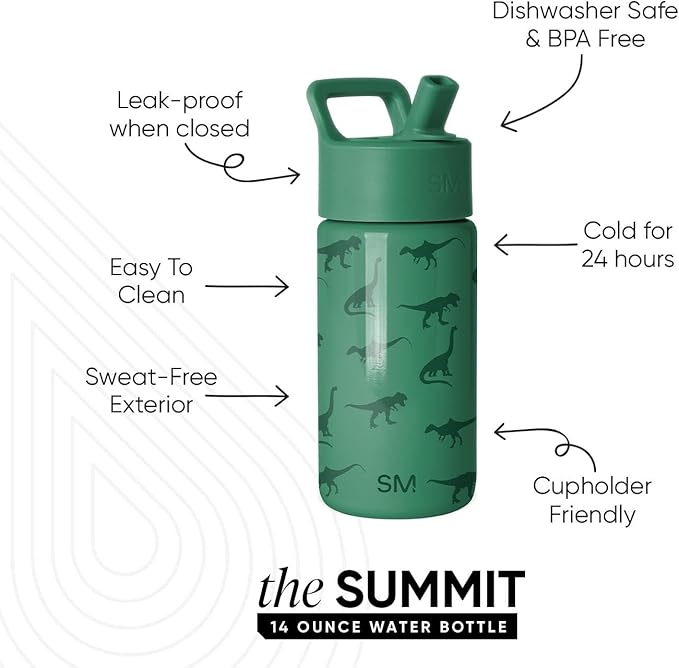 Simple Modern Kids Water Bottle & Toddler Cup | 14oz | Dinosaur | Insulated - Image 2
