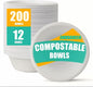 JINVOGREEN 200 Count 12 oz Paper Bowls, Disposable Compostable Bowls Bulk by JINVOGREEN