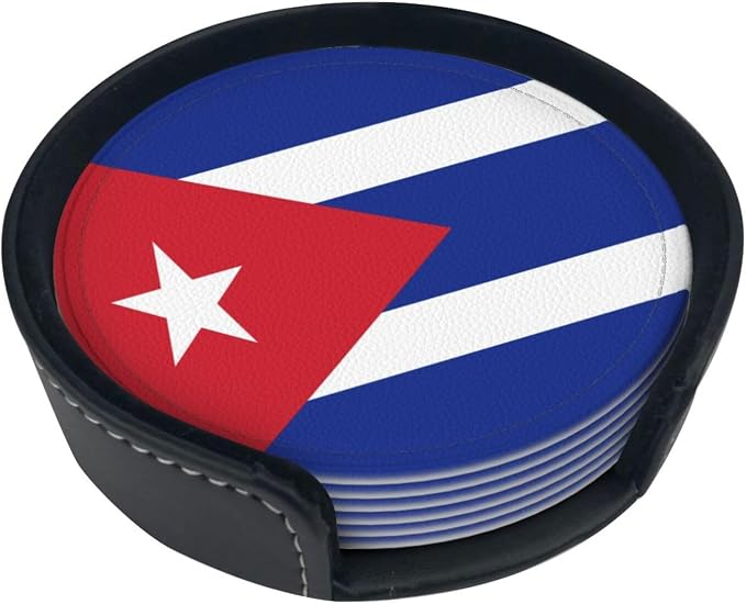 6 Pack Cuba Flag Leather Coaster - Image 2