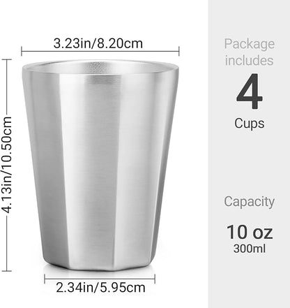 Beasea Stainless Steel Cups 10 oz, 4 Pack Small Bulk Stackable Stainless Steel - Image 2