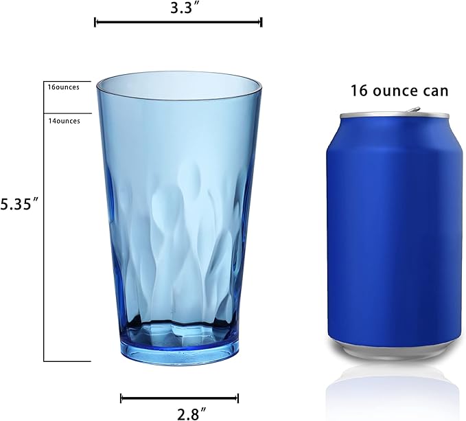 JGIRL Unbreakable Plastic Drinking Glasses, 16 Ounces | 16 oz plastic Tumbler - Image 2