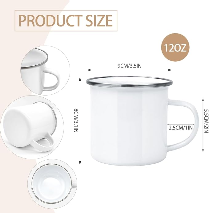 YOUKE OLA 16 Pack Sublimation Blanks Enamel Mug Camping Outdoor Coffee Travel - Image 2