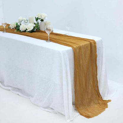 Efavormart 10ft Mustard Yellow Cheesecloth Table Runner by efavormart