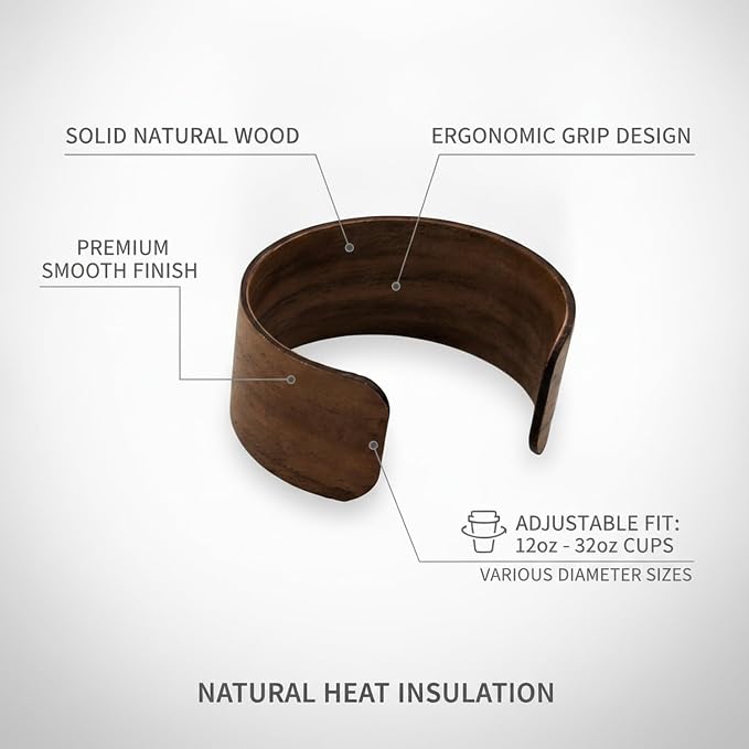 Office Desk & Home Coffee Station Accessory, Wooden Cup Sleeve - Image 4