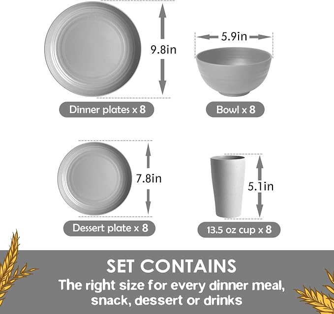 Teivio 32-Piece Plates and Bowls Sets - Image 2