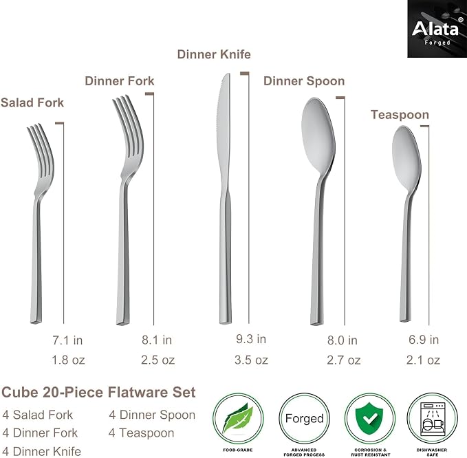 Alata Cube 20-Piece Forged Flatware Set Service - Image 4