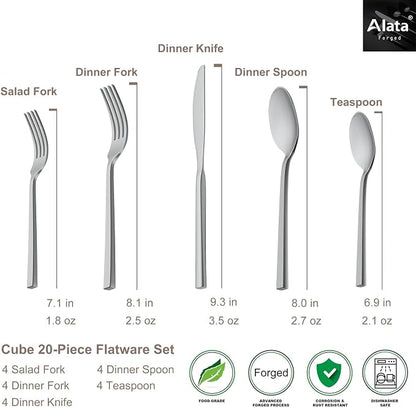 Alata Cube 20-Piece Forged Flatware Set Service - Image 4