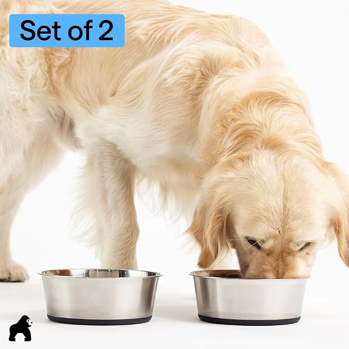GORILLA GRIP Dog Bowls, Food Grade 304 Stainless Steel, Holds 2 US Cups Each - Image 8