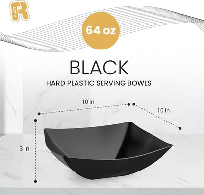 R-kay 6 Pack Square Plastic Black Serving Bowls - Image 3