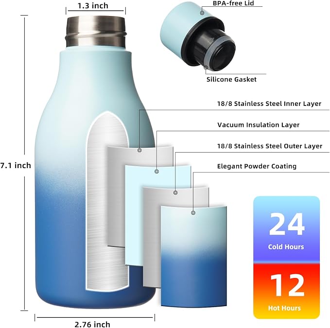 BJPKPK 12oz Insulated Water Bottle, Stainless Steel Bottle - Image 3