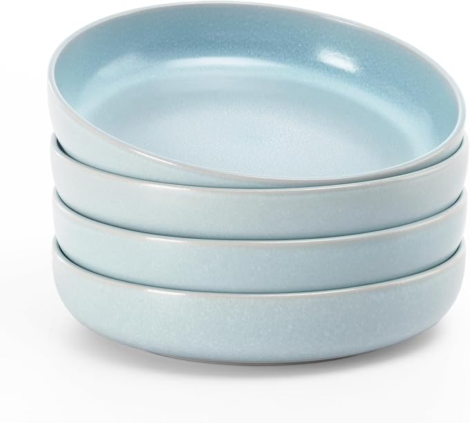 famiware Milkyway 33 oz Pasta Bowls Set of 4, Light Blue | Double Reactive Glaze by Famiware