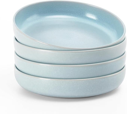 famiware Milkyway 33 oz Pasta Bowls Set of 4, Light Blue | Double Reactive Glaze by Famiware