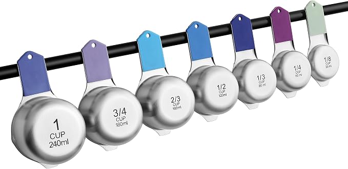 Spring Chef Magnetic Stainless Steel Measuring Cups Set of 7, Winter Frost | - Image 9
