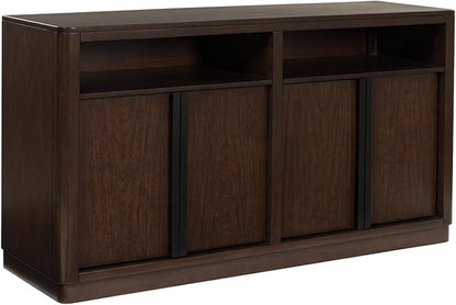 Signature Design by Ashley Kendamor Contemporary Dining Server with Open Cubby and Adjustable Shelves, Dark Brown