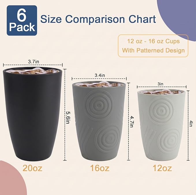 Wheat Straw Cups 6 PCS - 16 OZ Drinking Glasses - Image 4