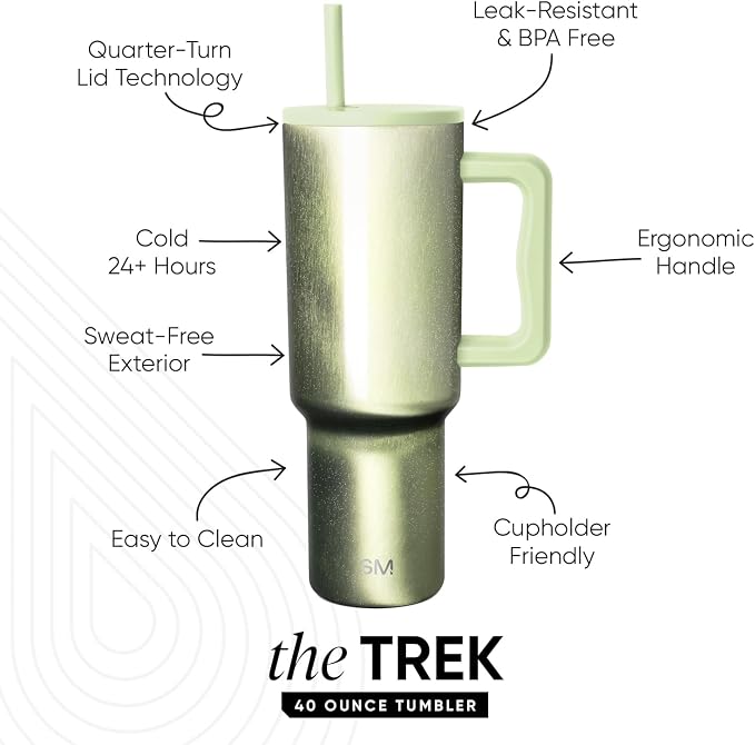 Simple Modern Tumbler with Handle and Straw | 40oz | Cateye | Trek Tumbler - Image 2