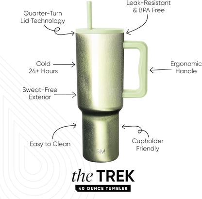 Simple Modern Tumbler with Handle and Straw | 40oz | Cateye | Trek Tumbler - Image 2