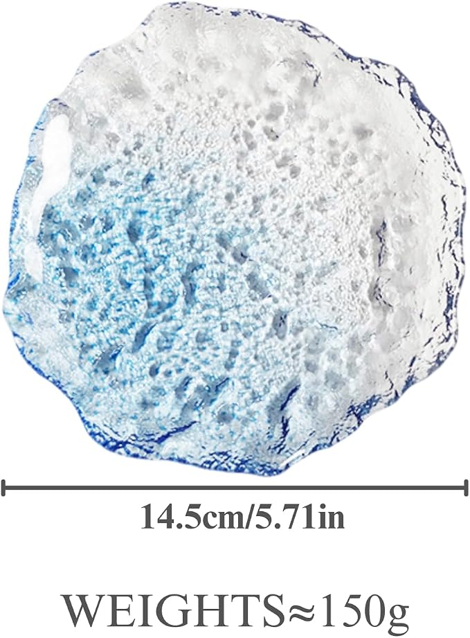 Lead-Free Crystal Glass Irregular Plate Coasters, Gradient Blue Design - Image 7