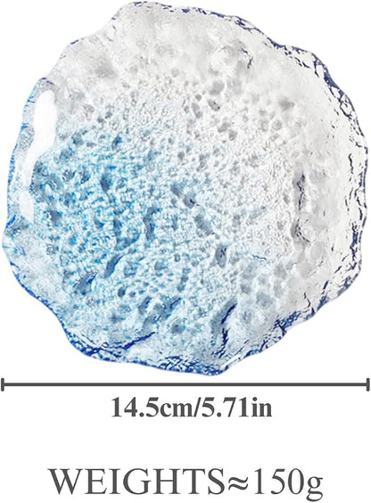 Lead-Free Crystal Glass Irregular Plate Coasters, Gradient Blue Design - Image 7