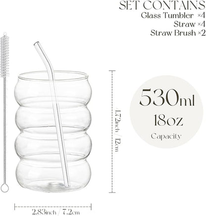 KEMORELA 18oz Wave Shape Beverage Glasses - Image 3