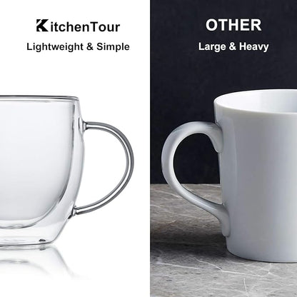 KitchenTour Insulated Coffee Mug 8 oz- Double Wall Glass Coffee Cup - Image 5