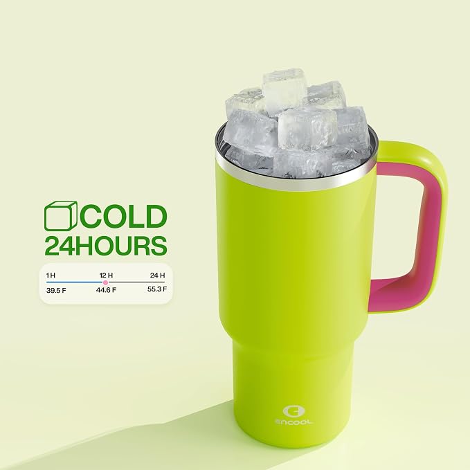 ENCOOL 32 oz Tumbler with Handle and Straw: Stainless Steel Insulated Tumbler - Image 7