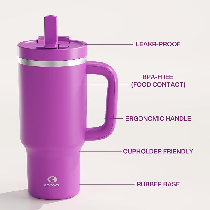 32 oz Tumbler with Handle and Straw: Stainless Steel Insulated Tumbler Keeps - Image 2