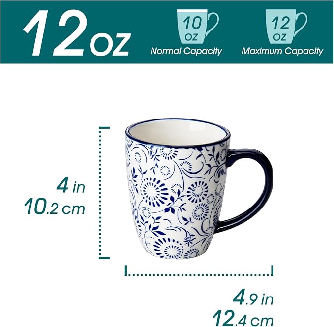 vancasso SELENE Coffee Mugs Set of 6, 12 Oz Porcelain Coffee Cups - Image 2