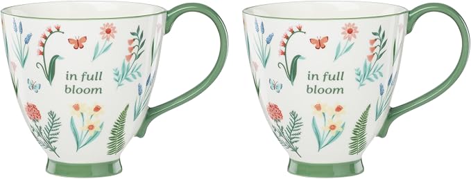Oneida First Blooms Green Porcelain Mug Set by Oneida