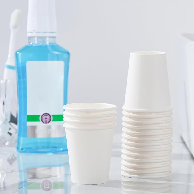 SIUQ 600 Pack 5 oz Paper Cups, Disposable Mini Bathroom Mouthwash Cups | - Image 3
