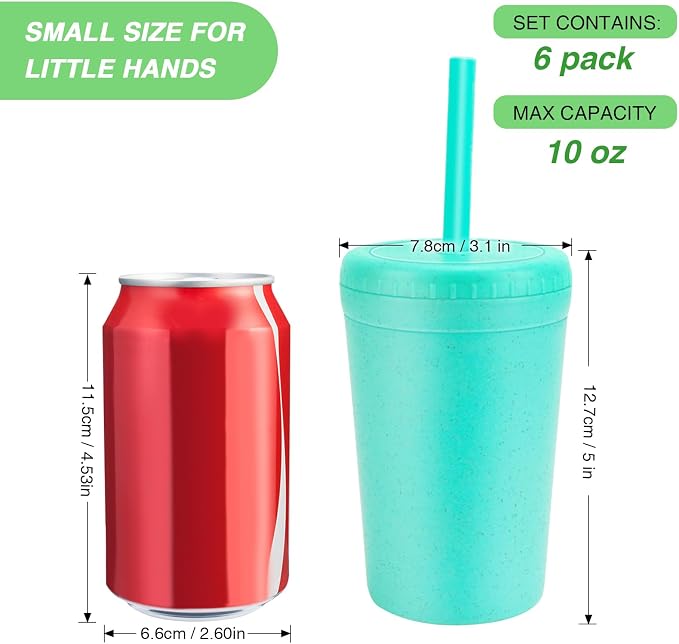10 oz Wheat Straw Cups with Lids and Silicone Straws, Small Tumbler Straw Cups - Image 4