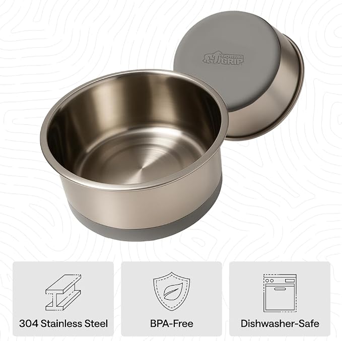 GORILLA GRIP Dog Bowls, Food Grade 304 Stainless Steel, Holds 4 Cups Each Food - Image 6