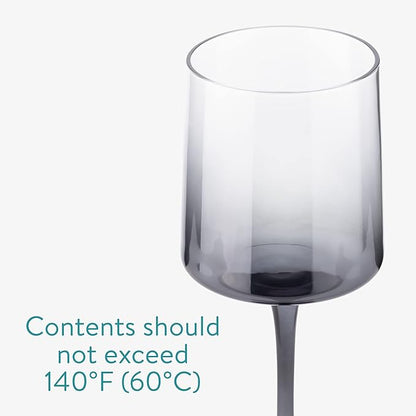 Navaris Gray Square Wine Glasses (Set of 4) - Smoke Color Wine Glasses with Stems - Glassware with Stem for Serving Wine, Cocktails, Beer, Dessert