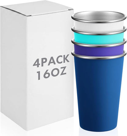 Mimorou 4 Pack Stainless Steel Pint Cups Metal Cups Unbreakable Drinking Water by Mimorou
